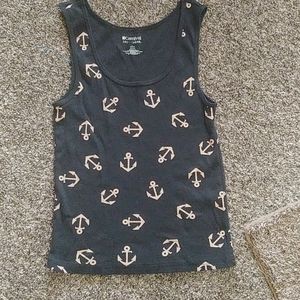 Black anchor tank top